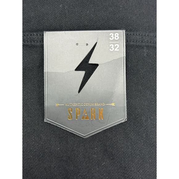 NWT Spark Men's Stretch Slim Straight Leg Black Denim Jeans - Sz 38x32 (40x31.5) - Picture 3 of 7